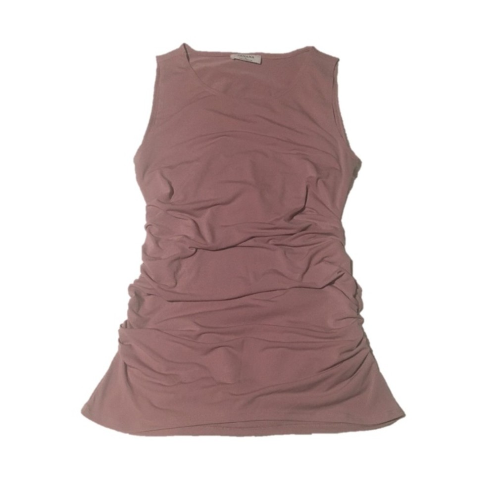Zenana dusky rose ruched sleeveless micro mini dress or top L soft stretchy
